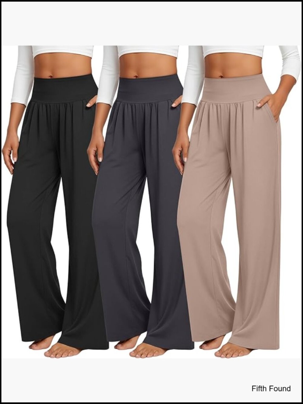 3 Pack Wide Leg Yoga Pants with Pockets High Waist Lounge Joggers